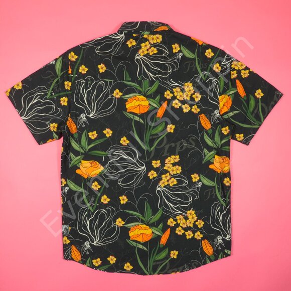 PRPS Shirt Mens M Black Floral Button Down Hawaiian Short Sleeve Cotton - Picture 3 of 6